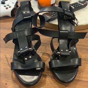 Escada black heels - studded straps